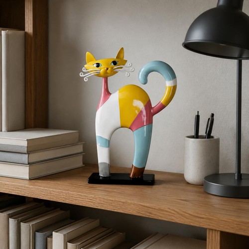 Figurine chat cartoon coloré - figurine,