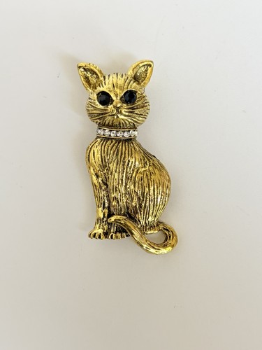 Broche chat métal doré - broche,