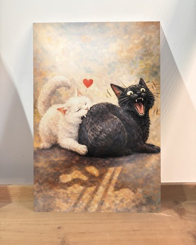 Quadro metallo gatto bianco - metallo,