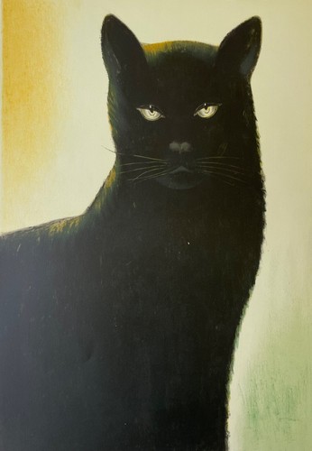 Litografia gatto grosso - litografia, grosso""