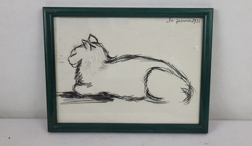 Dessin chat daté - daté, 1933