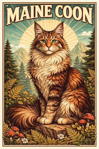 Affiche poster chat maine coon - poster,
