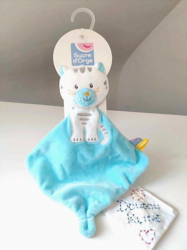 Doudou piatto gatto tigre - , blu